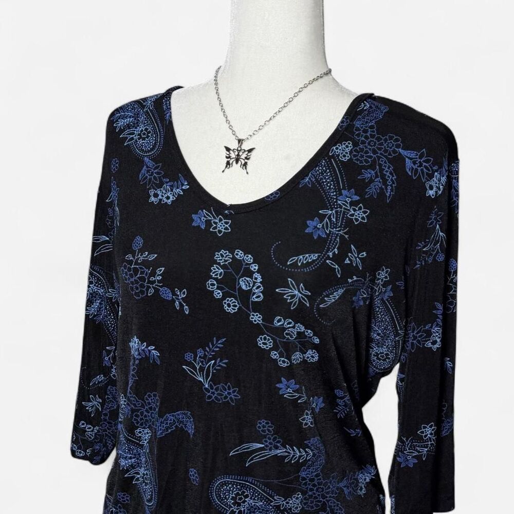 Jm-collection Women's Black and Blue Blouse - Picture 3 of 5